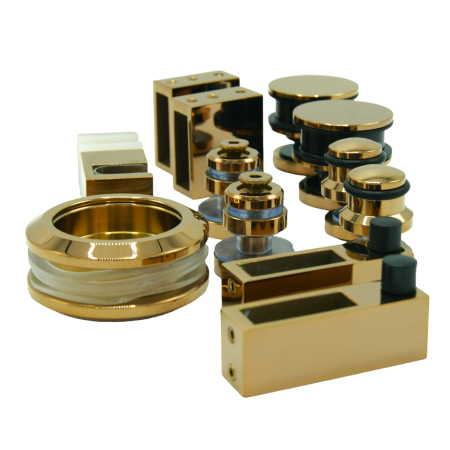 Set (kit) dus glisant cu panou  fix 180°, sticla (8-10mm),  gold